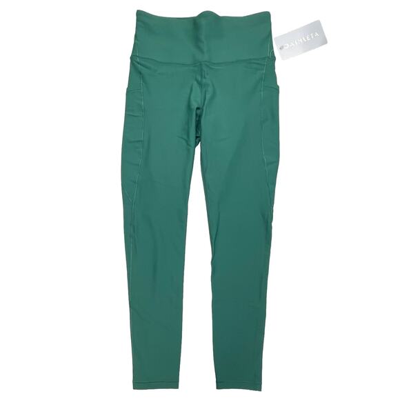 Athleta Interval Stash 7/8 Leggings Sz S TALL New $109 Trillium Green High Rise - Picture 3 of 9